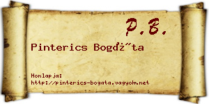 Pinterics Bogáta névjegykártya